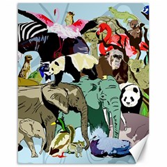 Zoo-animals-peacock-lion-hippo- Canvas 16  X 20  by Pakrebo