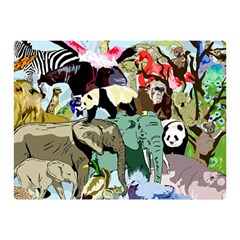 Zoo-animals-peacock-lion-hippo- Double Sided Flano Blanket (mini)  by Pakrebo