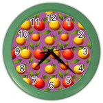 Illustration Fruit Pattern Seamless Color Wall Clock Front