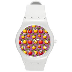 Illustration Fruit Pattern Seamless Round Plastic Sport Watch (m)