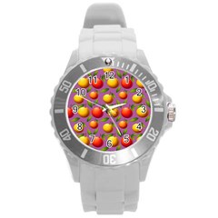 Illustration Fruit Pattern Seamless Round Plastic Sport Watch (l)