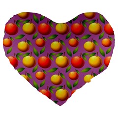 Illustration Fruit Pattern Seamless Large 19  Premium Heart Shape Cushions