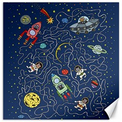 Illustration Cat Space Astronaut Rocket Maze Canvas 12  X 12  by Ravend