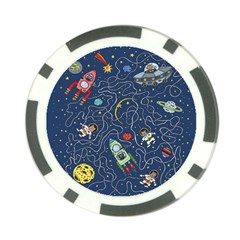 Illustration Cat Space Astronaut Rocket Maze Poker Chip Card Guard