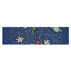 Illustration Cat Space Astronaut Rocket Maze Oblong Satin Scarf (16  X 60 ) by Ravend