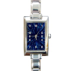 Particle Art Background Blue Rectangle Italian Charm Watch by Ravend