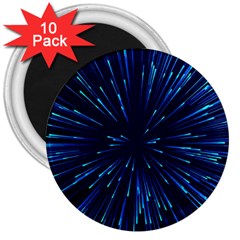 Particle Art Background Blue 3  Magnets (10 Pack) 