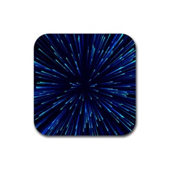 Particle Art Background Blue Rubber Coaster (square) by Ravend