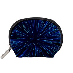 Particle Art Background Blue Accessory Pouch (small) by Ravend