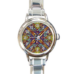 Mosaic Pattern Background Round Italian Charm Watch