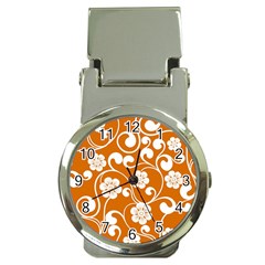 Orange Floral Walls  Money Clip Watches by ConteMonfrey