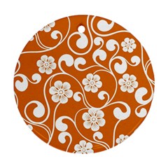 Orange Floral Walls  Round Ornament (two Sides) by ConteMonfrey