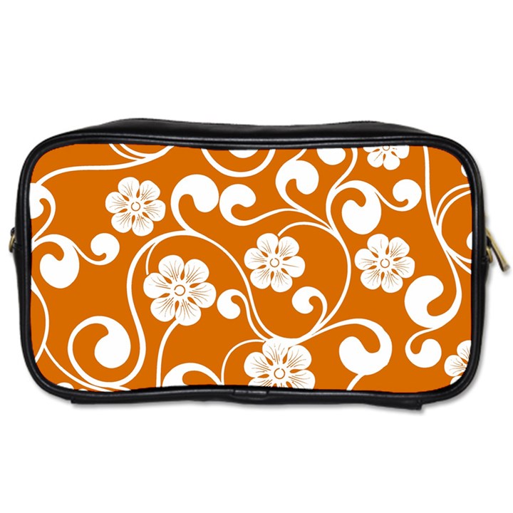 Orange Floral Walls  Toiletries Bag (One Side)