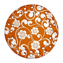 Orange Floral Walls  Round Filigree Ornament (two Sides) by ConteMonfrey