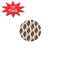 Brown Minimalist Leaves  1  Mini Buttons (10 Pack)  by ConteMonfrey