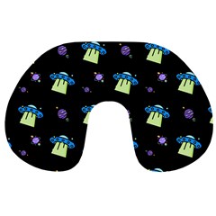 Illustration Cosmos Cosmo Rocket Spaceship Ufo Travel Neck Pillow by danenraven