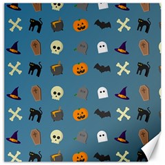 Halloween Cat Pumpkin Pattern Bat Horror Canvas 16  X 16  by danenraven