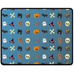 Halloween Cat Pumpkin Pattern Bat Horror Double Sided Fleece Blanket (medium)  by danenraven