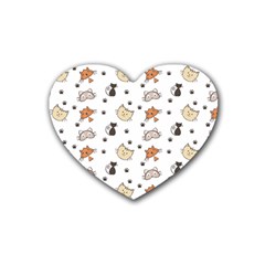 Cute Cat Kitten Animal Design Pattern Rubber Heart Coaster (4 Pack) by danenraven