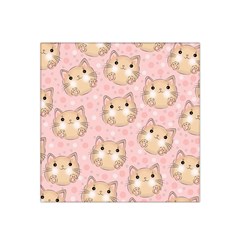 Cat Pattern Pink Background Satin Bandana Scarf 22  X 22  by danenraven