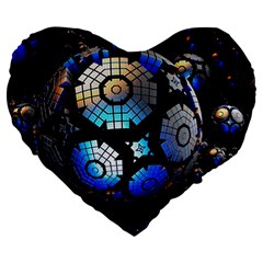 Illustration Tech Galaxy Robot Bot Science Large 19  Premium Heart Shape Cushions by danenraven