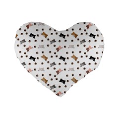Illustration Cat Paw Background Pattern Cute Standard 16  Premium Flano Heart Shape Cushions
