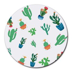 Among Succulents And Cactus  Round Mousepads by ConteMonfrey