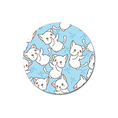 Seamless-little-cat-dragonfly-pattern Magnet 3  (round)