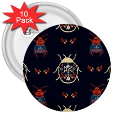 Floral-bugs-seamless-pattern 3  Buttons (10 Pack) 