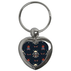 Floral-bugs-seamless-pattern Key Chain (heart)