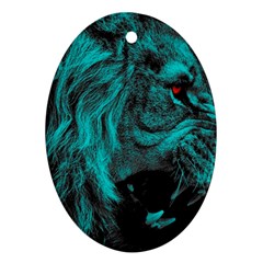 Angry Male Lion Predator Carnivore Ornament (oval)
