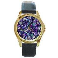 Background-christmas-star-advent Round Gold Metal Watch