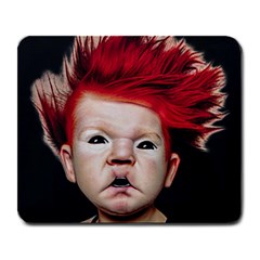 Creepy Boy Portrait Art Large Mousepads by dflcprintsclothing