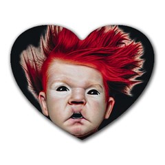 Creepy Boy Portrait Art Heart Mousepads by dflcprintsclothing