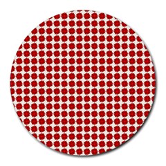 Red Pattern Seamless Texture Background Round Mousepads by artworkshop