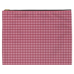 Red Gingham Check Cosmetic Bag (xxxl) by artworkshop