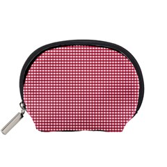 Red Gingham Check Accessory Pouch (small) by artworkshop