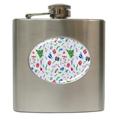 New Year Christmas Winter Watercolor Hip Flask (6 Oz) by artworkshop