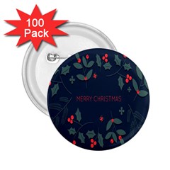 Merry Christmas  Frame Flora 2 25  Buttons (100 Pack)  by artworkshop