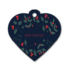 Merry Christmas  Frame Flora Dog Tag Heart (one Side) by artworkshop