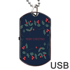 Merry Christmas  Frame Flora Dog Tag Usb Flash (one Side) by artworkshop