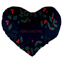 Merry Christmas  Frame Flora Large 19  Premium Flano Heart Shape Cushions by artworkshop