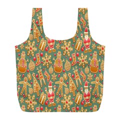 Gingerbread Christmas Decorative Full Print Recycle Bag (l) by artworkshop