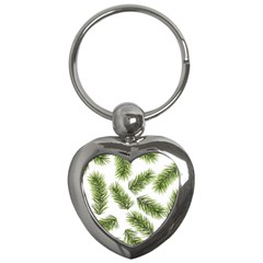 Fir Branch Pattern Christmas Decorative Key Chain (heart) by artworkshop
