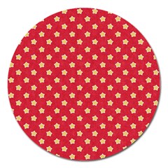 Felt Background Paper Red Yellow Star Magnet 5  (round)