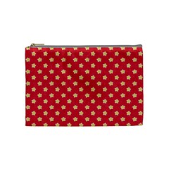 Felt Background Paper Red Yellow Star Cosmetic Bag (medium) by artworkshop