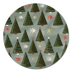 Christmas Trees Pattern Magnet 5  (round)