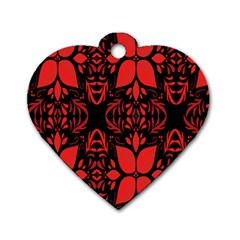 Christmas Red Black Xmas Gift Dog Tag Heart (one Side)