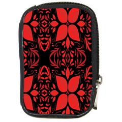 Christmas Red Black Xmas Gift Compact Camera Leather Case by artworkshop