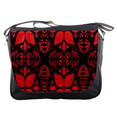 Christmas Red Black Xmas Gift Messenger Bag by artworkshop